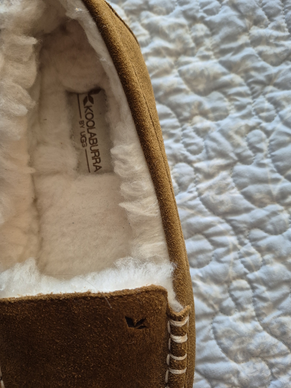 Koolaburra Chestnut Suede Shearling-Lined Moccasins - Picture 2 of 4